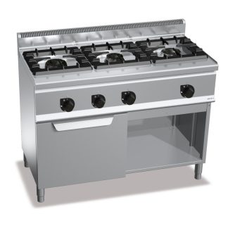 COCINA BERTO´S 3 QUEMADORES + HORNO GN1 SERIE 600 G6F3H12+FG1.